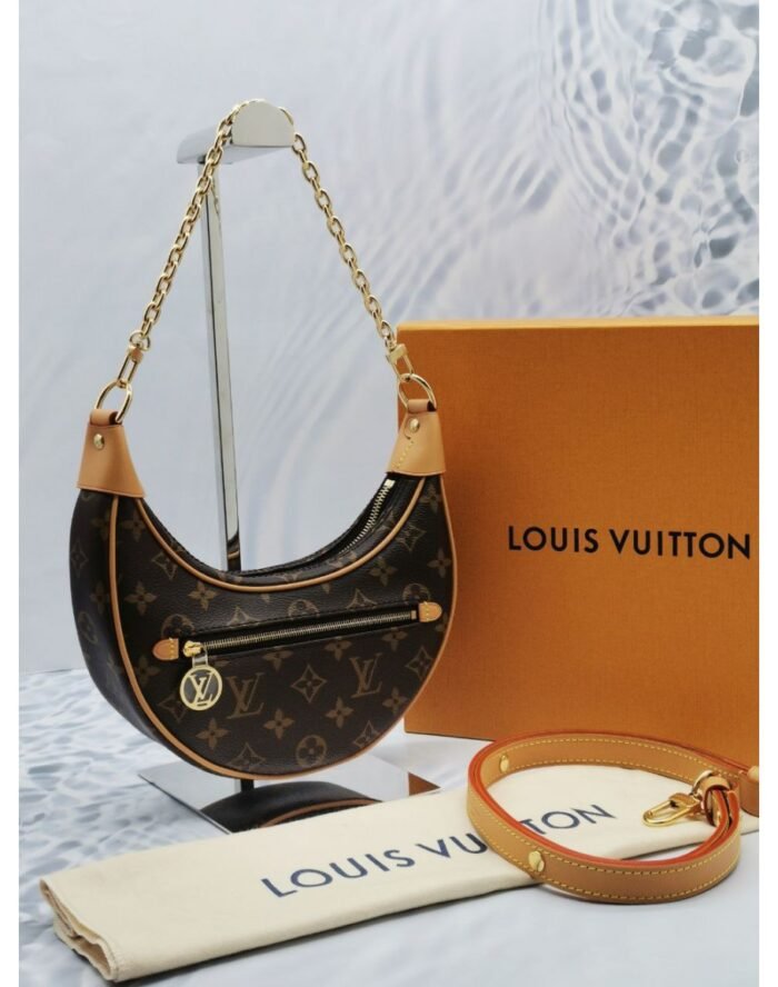 LOOP A HALF MOON SHAPE SHOULDER BAG IN BROWN MONOGRAM CANVAS - Image 2