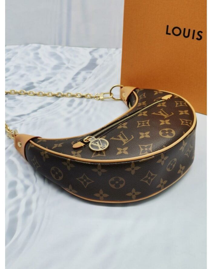LOOP A HALF MOON SHAPE SHOULDER BAG IN BROWN MONOGRAM CANVAS - Image 3